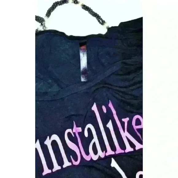 ELECTRIC PINK Woman's INSTAGRAM Fashion TUNIC T-shirt Top STRETCH Retro size XL - Picture 4 of 4